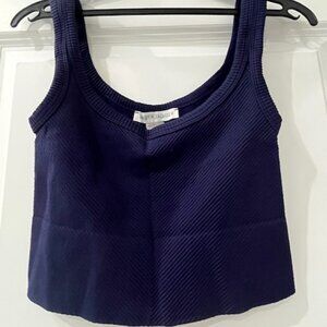 Jordyn Jagger - Ribbed Stretchy Navy Crop Top- One Size Fits All